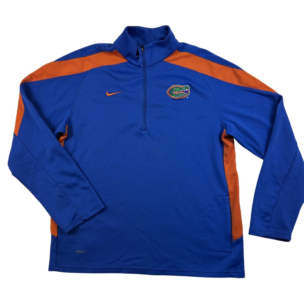 Nike Jacket Mens Large Florida Gators 1/4 Zip Pullover‎ Blue Orange Logo